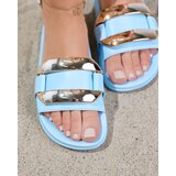 Resti Blue women's slippers with golden Serina ornament - Footwear | shoptok.hr
