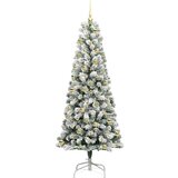 vidaXL Umjetno božićno drvce s nogom Zelena i bijela 210 cm PVC | shoptok.hr