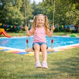  Dječja drvena ljuljačka GINGER HOME za dvorište s užadima – prirodno drvo, 33 cm | shoptok.hr