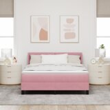 Box Postelja s vzmetnico Roza 140x190 cm Žamet, (22051415) | Shoptok.si