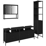  Set kupaonskog namještaja od 4 dijela crni hrast konstruirano drvo | shoptok.hr