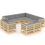  Sedežna garnitura 11-delna z blazinami trdna borovina | Shoptok.si