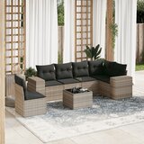 vidaXL 7-dijelni set vrtnih sofa svjetlosivi od poliratana | shoptok.hr