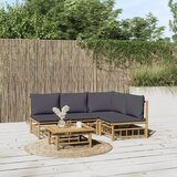 The Living Store Vrtna sedežna garnitura 5-delna temno sive blazine bambus - Vrtna Sedežna Garnitura, (21478452) | Shoptok.si