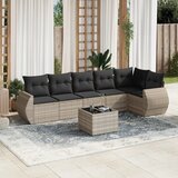 Maison Chic Seti vrtnega pohištva - Vrtna garnitura - Vrtni pohištvo set 7-delna z blazinami siv poli ratan, (21801717) | Shoptok.si