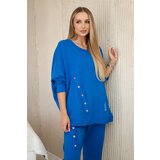 Włoski Oversize cotton set sweatshirt + pants cornflower blue | shoptok.hr