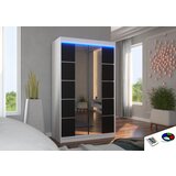ADRK Klizni ormar GENUA 120 s ogledalom i LED rasvjetom, 120 cm - BIJELA-CRNA | shoptok.hr