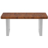  Zidna polica za umivaonik od čelika i masivne hrastovine Smeđa 50 x 50 x 2.5 cm | Shoptok.si