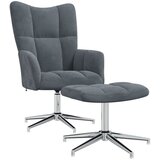 The Living Store Stol za sproščanje s stolčkom temno siv žamet - Stol Za Sproščanje, (21420184) | Shoptok.si
