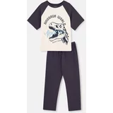 Dagi Anthracite Short Sleeve Dinosaur Printed Pajama Set