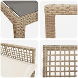  Set 6 Bež in črna Poli ratan, prašno lakirano jeklo, kaljeno steklo | Shoptok.si