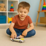 Classic Police Car Metal Drive Opening Doors White 1:32 | Shoptok.si