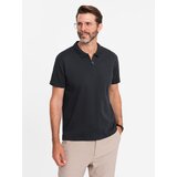 Ombre Men's melange polo shirt with striped collar - black | Shoptok.si