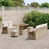  Set od 8 komada vrtnog kauča s jastučićima bež poli ratan akacija | shoptok.hr