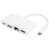 E-green USB 3.1 tip C (M) - HDMI + USB3.0 + RJ45 + tip C (F) beli Adapter Cene