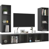 Sijaj Zidni TV ormarići 4 kom visoki sjaj sivi od iverice | shoptok.hr