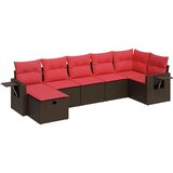  Vrtna garnitura - 7-dijelni set vrtnih sofa od poliratana s jastucima smeđi - Smeđa sa spremištem 7 | shoptok.hr