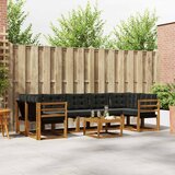  Set vanjskih sofa 8 kom. Prirodna i crna | shoptok.hr