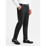 Ombre Men's classic chino pants with fine texture - black | ePonuda.com