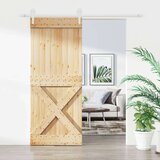  Drsna vrata s kompletom vodil 85x210 cm trdna borovina, (20804512) | Shoptok.si