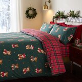 Catherine Lansfield Rdeča/temno zelena enojna posteljnina 150x120 cm Christmas Tartan Teddy Bear – | Shoptok.si