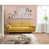 MID.YOU ZOFA S POSTELJNO FUNKCIJO, rumena tekstil, leseni material | Shoptok.si