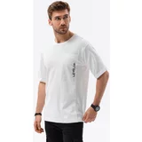 Ombre Majice & Polo majice Moška majica OVERSIZE - bela S1628 pisana