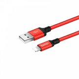 Hoco podatkovni kabel X14 Lightning na USB 2m 3A rdeč pleten Cene