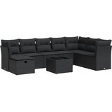 vidaXL Vrtna sedežna garnitura 9-delna z blazinami črn poli ratan, (21782068) | Shoptok.si