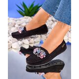 Resti Openwork black women's moccasins with decorative crystals Cizzas | Shoptok.si
