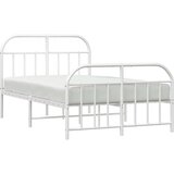 vidaXL Kovinski posteljni okvir z vzglavjem in vznožjem bel 120x190 cm | Shoptok.si
