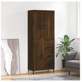vidaXL Visoka komoda rjav hrast 69,5x34x180 cm inženirski le | Shoptok.si