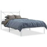 vidaXL Kovinski posteljni okvir z vzglavjem bel 107x203 cm, (21152044) | Shoptok.si