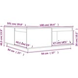  Stolić za kavu 100 x 101 x 40,5 cm od masivne borovine | shoptok.hr