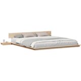 vidaXL Posteljni okvir s nočnimi omaricami 180x200cm Trden les | Shoptok.si