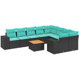 vidaXL Vrtni set od 10 dijelova s jastucima crni poliratan - Crna 2x corner + 2x sofa + table + 5x middle 1 | shoptok.hr