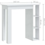 vidaXL Barska miza s polico visok sijaj bela 102x50x103,5cm iverna pl. | Shoptok.si