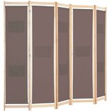 vidaXL Sobna pregrada s 5 panela od tkanine 200 x 170 x 4 cm smeđa | shoptok.hr