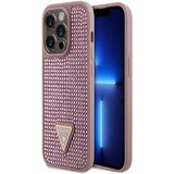 Guess Rhinestones Triangle Metal Logo Kryt pro iPhone 15 Pro Pink Ovitek za telefon Vijolična Cene
