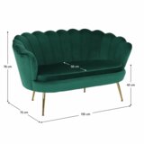 Kondela Art-deco dvosed, smaragdna žametna tkanina/zlat krom-zlato, NOBLIN | Shoptok.si