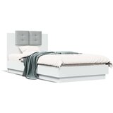 vidaXL Okvir za krevet s uzglavljem bijeli 75x190 cm konstruirano drvo | shoptok.hr