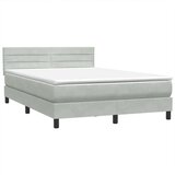 Krevet s oprugama i madracem svjetlosivi 160x220 cm baršunasti | shoptok.hr