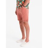Ombre Men's denim classic shorts with rolled up leg - coral | shoptok.hr