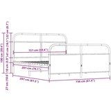 Metalni Kovinski posteljni okvir brez vzmetnice rjavi hrast 150x200 cm, (21608079) | Shoptok.si