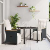  3-delni set za vrt z blazinami Črna poli ratan, (22087638) | Shoptok.si