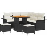 vidaXL 8-delna vrtnarska sofa set z blazinami Črn poli ratan | Shoptok.si