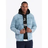 Ombre Men's denim jacket katana with cargo pockets and hood