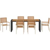  Set za blagovanje u vrtu 7 kom Bež poli ratan akacija | shoptok.hr