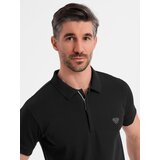 Ombre Men's polo shirt with zip neckline - black | shoptok.hr