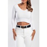 Fenzy Pletena Majica Z Okroglim Izrezom, Bela | Shoptok.si